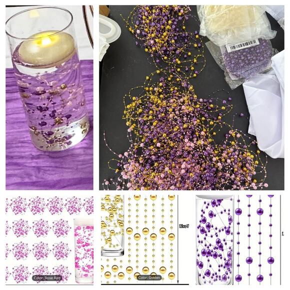 Floating beads pink, purple, gold - Picture 1 of 1